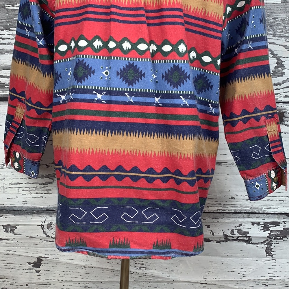 Guess - Aztec Pattern Western Button Up - Xl - image 5